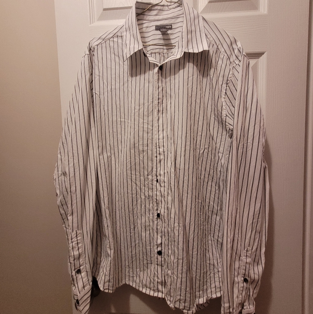Gap White Striped Button-Up Shirt